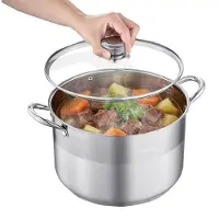 Vevor Edelstahl Kochtopf 11,4 L Großer Suppentopf mit Glasdeckel Induktionsgeeignet Hochwertiger Nudeltopf PFOA-frei PFAS-frei für Gasherd Elektrokochfeld Ideal für Eintöpfe Pasta Familienportionen