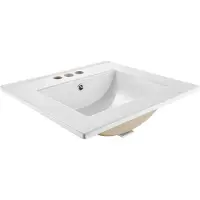 Vevor Unterbau Waschbecken, 400 x 305 mm Rechteckiges Weißes Keramikbecken mit Überlaufloch, Untertisch Einbau Modernes Waschbecken für das Badezimmer, Rechteck für kleine Räume, 18x21 Zoll
