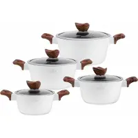 Zilner 8-Teiliges Granit Kochtopfset Topfset Geshirrset White Lilly Zl-8550
