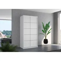 Fun-Möbel Schiebetürenschrank Schrank Nr.130 in Weiß matt 100x200x58 cm
