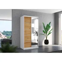Fun-Möbel Schiebetürenschrank Schrank Nr.125 in Weiß- Artisan matt 100x200x58 cm