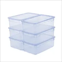 Rotho Clear Aufbewahrungsbox mit Deckel 6 x 5 L stapelbar transparent Blau