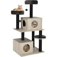 Bakaji Kratzbaum - Katzen Kratzbaum Schutz 2 Kugeln 2 Betten Decken für Katzen -