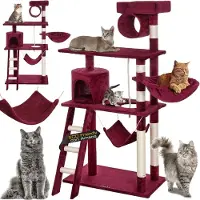 Bakaji Kratzbaum für Katzen aus Sisal und Plüsch, Spielplatz für Katzen mit häng