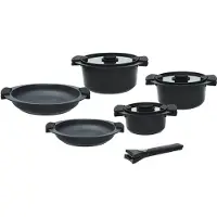 Tognana Porcellane Avantspace, Gemischtes Set, Schwarz, Aluminium, Schwarz, Bakelit, Silikon, Glas