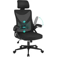 Yaheetech Bürostuhl Ergonomisch Schreibtischstuhl mit Kopfstütze Schwarz