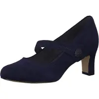 Jana Damen Pumps mit Riemen mit Klettverschluss Vegan, Navy, 41