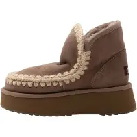 Mou für Damen. MU.FW681000A Lederstiefeletten Mini Eskimo Platform braun (37), 8 bis 10 cm, Keine, Lässig, Grau, Taupe