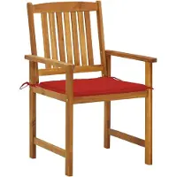 LTPRTZ 4er-Set Gartenstühle aus massivem Akazienholz mit Kissen und Latten-Design, Sitzkissen jeweils mit zwei Befestigungsschnüren, bis 110 kg pro Sitzplatz belastbar