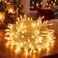 Rosikey 20M 200LEDs 8 Modi Lichterkette Strom, Timer, Merkfunktion, LED Weihnachten Lichterkette Party Deko Licht Weihnachtsbaum Garten Beleuchtung, Warmweiß