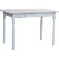 Koma Tools Weißer Tisch II mit Schublade aus massivem Kiefernholz mit unlackierter Tischplatte 130 x 70 cm