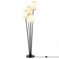 Costway 4-flammige Stehlampe 160cm mit Fußschalter, Stoffschirm, E27-Fassung & stabiler Metallrahmen, Standlampe Standleuchte Bodenlampe modern