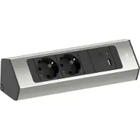 Bachmann 932.002 CASIA 2 2xCEE7/3 1xUSB A/C 22W 2,0m AEH Edelstahl-Optik 932002