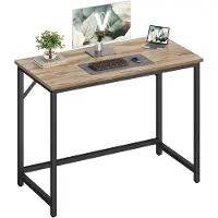 Vasagle Computertisch Bürotisch 100x50x76cm Kamelbraun Tintenschwarz