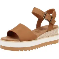 Toms Damen 10019757 Keilsandale, Hellbraun, 39 EU