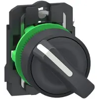 Schneider Electric XB5AD415 Wahlschalter, Knebelschalter, Harmony XB5, Kunststoff, 22mm, schwarz, 2 Stellungen, tastend, 1S, Push-In