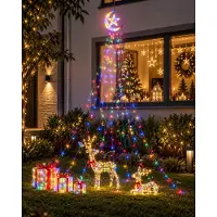 Rosikey 3.47M Weihnachten LED Lichterkette Weihnachtsbaum mit Mond Stern, Weihnachtsbeleuchtung Christbaumbeleuchtung Deko (mit 8 Modi Timer Speicherfunktion)