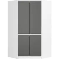 Akord Kleiderschrank Weiß 100 cm 4 Türen Front Grau 6 Regalböden B100xH180xT50 cm