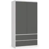 Akord Kleiderschrank Weiß/Graugraphit 90X51X180 Cm
