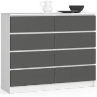 Akord Kommode Mit Schubladen Weiß/Graphit 120X40X99 Cm