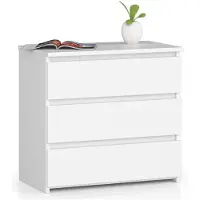 Akord Nachtkommode CL3 in Weiß minimalistischer Stil mit 3 Schubladen 60 cm
