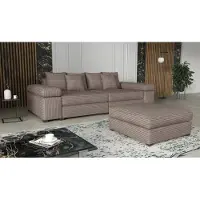 Fun-Möbel Big Sofa Megasofa Riesensofa AREZZO inkl. Hocker Stoff Tilia Milchkaffee
