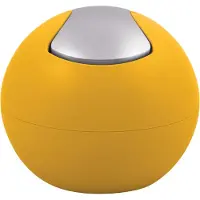 MSV Spirella Kosmetikeimer 1 Liter Abfalleimer Schwingdeckeleimer Tischabfalleimer "Bowl" Sun Gelb matt