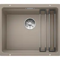 BLANCO ETAGON 500-U, SILGRANIT, tartufo, ohne Ablauffernbedienung, mit Zubehör, keine Beckenlage, 600 mm Untermaß, Aufsatzwanne, Rechteckig, Silgranit, Braun, 1 Becken, Tartufo