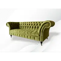 AEA Chesterfield Grüne Dreisitzer Wohnzimmer Design Couchen Polster Sofa Textil