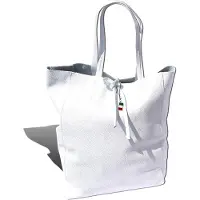 DrachenLeder Florence ital. Echtleder Shopper weiß 30x35x15 cm Damen D2OTF112W