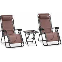 SereneLife Sonnenliege Klappbar 2er Set mit Tisch, Zero Gravity Liegestuhl Garte