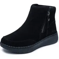 SKECHERS Winterboots "WILSHIRE BLVD-WEEKEND CRUSH", Damen, Gr. 35, schwarz (schwarz unifarben), Veloursleder, Schuhe Winterboots, Reißverschluss-Boots mit modischer Rahmennaht