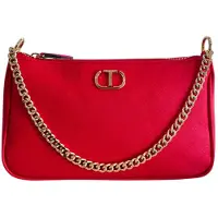 Twinset Handtasche für Damen, rot, aus 100% veganem Polyurethan, mit goldfarbener Kettenkette als Schulterriemen