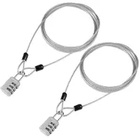 Sonstiges 2er Set Sicherheitskabel mit Zahlenschloss, 3mm Drahtseil 2m lang, Stahl, PVC-beschichtet, Silber