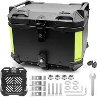 HDeye Delgeo 45L Aluminium-Motorrad-Topcase – Universelle Heckbox mit X-Prägung, wasserdicht, diebstahlsicher & schneller Montageplatte