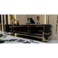 AEA TV Lowboard Wohnzimmer Mit Türen Freistehend JVMöbel Braun Holz Edelstahl Modern