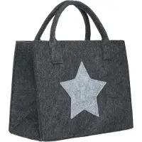 Unyqoos Filz-Einkaufstasche – vielseitige Freizeit- & Einkaufstasche, faltbar, 35 x 20 x 28 cm, Antrazit/Hellgrau, robuste fest vernähte Tragegriffe, 100% Polyester