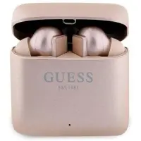 GUESS Printed Logo - Słuchawki Bluetooth TWS + etui ładujące (różowy)