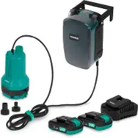 Vonroc Akku-Tauchpumpe 20V - 90 W - 3800 l/h - 0,6 bar - Klar- und Schmutzwasser | 2x 2,0-Ah-Akku und Schnellladegerät inklusive