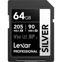 Lexar SD Karte 64GB UHS-I SDXC, 205MB/s Lesen, V30, U3, 4K UHD Speicherkarte