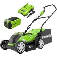 Greenworks 40V Kabelloser Akku Rasenmäher für Flächen bis zu 200 m², 35 cm Schni