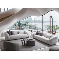 AEA Moderner weißer Wohnzimmer Set mit 3-Sitzer Sofas, Couchtisch