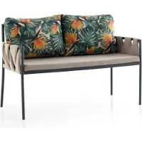 Xl Moebel Gmbh Gartensofa 2er Sofa 2 Sitzer Loungesofa Blättermuster Kissen Gartenmöbel