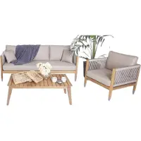 AEA Set Gartenmöbel Sofa Couch Stilvoller Sessel Couchtisch Holz