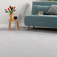 Steffensmeier Teppichboden Catania Meterware | Auslegware für Kinderzimmer Wohnzimmer Schlafzimmer | Silber, Größe: 100x200 cm