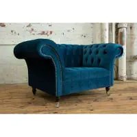 AEA Design Chesterfield Stoff Couch Sessel 1.5 Sitzer Polster Sofas Lounge Club