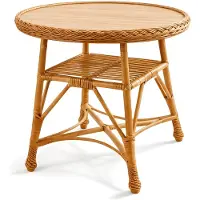 Merkloos Runder Wicker Tisch mit Holzplatte