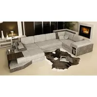 AEA XXL Design Big Sofa mit USB Ecksofa Couch Wohlandschaft U-Form Leder Ecke