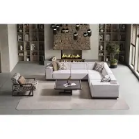 AEA Weiß-Beige Wohnzimmergarnitur Designer Ecksofa Couchtisch Sessel