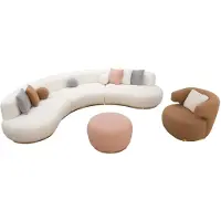 AEA Designer Wohnzimmer Garnitur Weißer 4-Sitzer Designer Stoffsessel